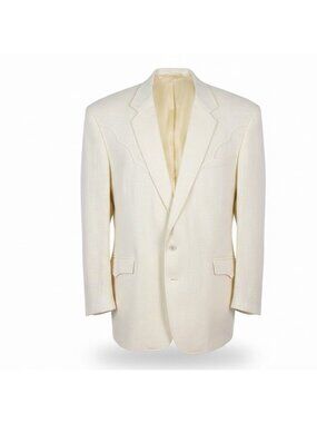 Circle S Mens Cream Western Blazer Jacket Classic Vintage Style Sz 48R